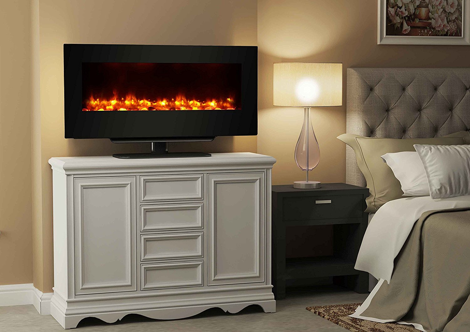 CrownFlame Elektrokamin 13 Mehrfarbige LED Hintergrundbeleuchtung