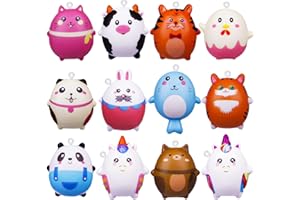 Exun 12 Pack Kawaii Squishies Squishy Toys, Cute Animals Slow Rising Creamy Scent Stress Relief Squishies Toys for Party Favors, Birthday Goodie Bag Stuffers, Easter Egg Fillers, Classroom Prizes