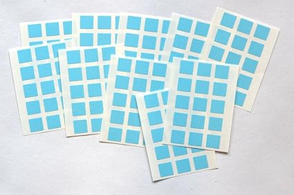 150 Light Blue Square Stickers - Sticky Coloured Self Adhesive Squares