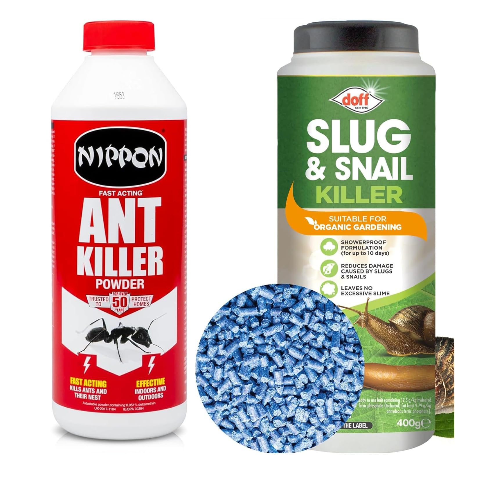 Karrma Ltd. | Premium Slug & Snail Killer Pellets Organic 400g (1) | Ant Killer Powder 400gm (1)- Ant and Nest Killer - Insect Control Pack of 2