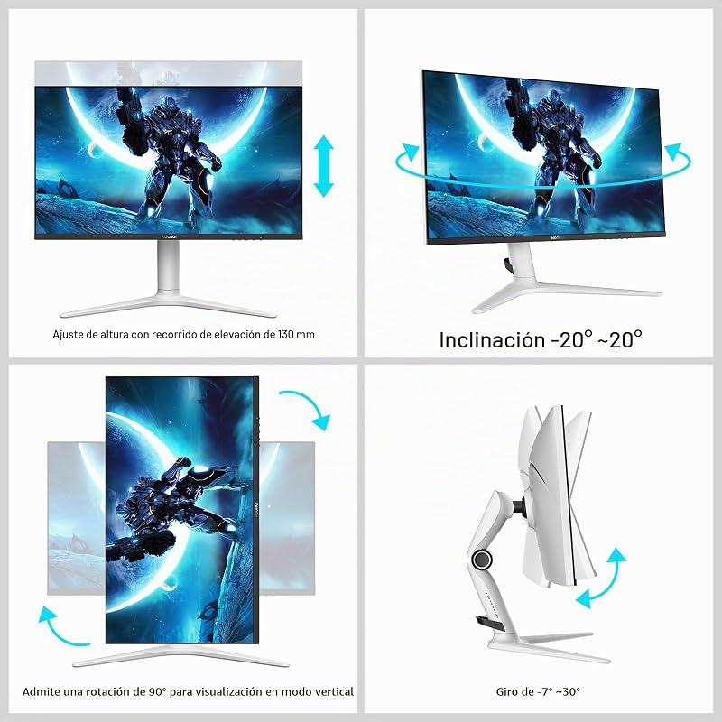 Monitor 27 Pulgadas,Monitor 240Hz,Pantalla Ordenador QHD 2560*1440,Monitor Gaming VA Mini LED, 1ms, Adaptive Sync, 2xHDMI 2.0,DisplayPort 1.4, HDR1000,95%DCI-P3, VESA75 * 75mm, Altura Ajustable