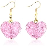 Haolry Heart Earrings with Sparkling Crystal Rhinestones in Red and Pink for Valentines Day Gift for Women Party Wedding Anniversary Birthday Hypoallergenic