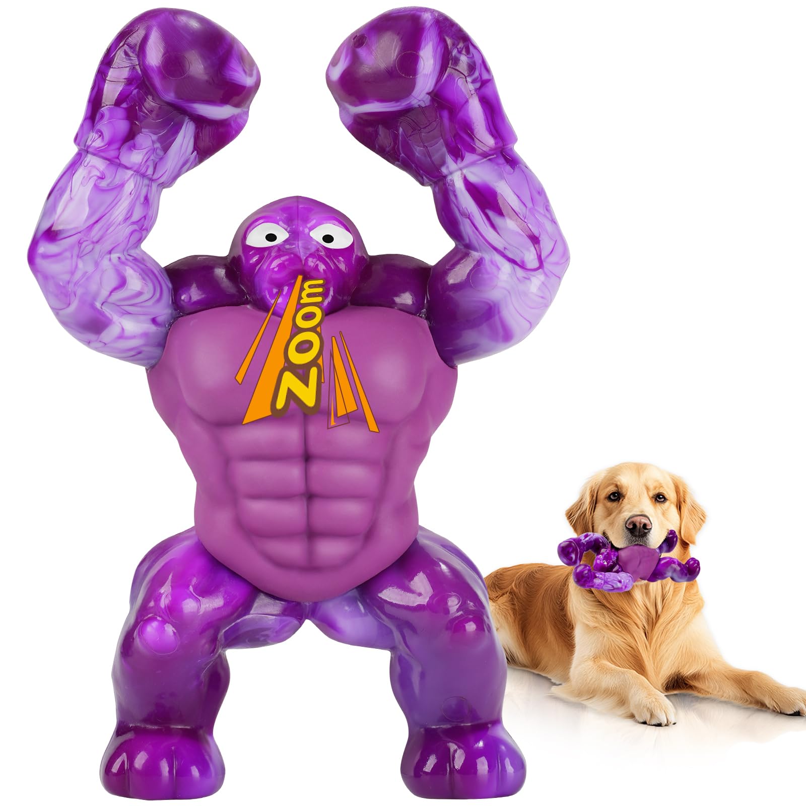 Photo 1 of Dog Toys for Aggressive Chewers, Indestructible Chew Toys for Medium Large Breeds(20-80lb), Durable Squeaky Tough Dog Toy to Keep Them Busy (Purple)