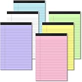 Nichela 6 Pack Note Pads 5 x 8 Inch Colored Small Legal Pads 5 x 8 Notepad Perforated Writing Pads Lined Paper Pads of Paper College Ruled Paper 30 Sheets Notebook To Do List for School, Office, Home