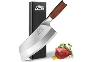 BLADESMITH Cleaver Knife 7“, Chinese Kitchen Chef Knife, Vegetable Shopper, High Carbon German Steel Blade with Wood Handle- 