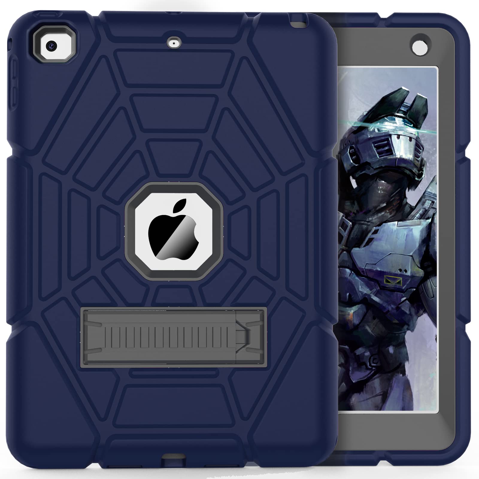 Grifobes for iPad 6th/5th Generation Cases 2018/2017, iPad Air 2 Case 2014 9.7 inch, Heavy Duty Shockproof Rugged Protective iPad 5 6 Gen 9.7" Case with Stand for Kids Boys Children (Red+Black)