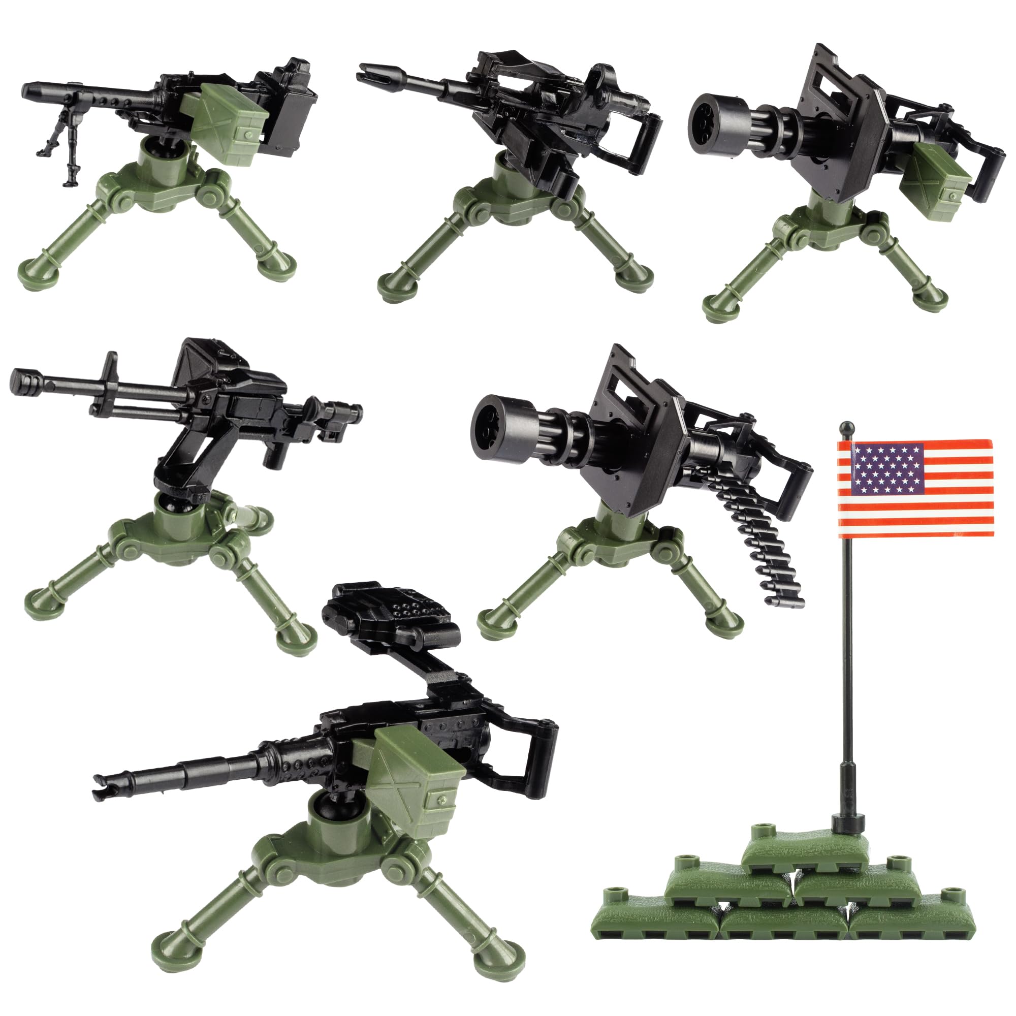 MaozyHomie Toy Weapons Accessories Weapons Pack Military U.S 5 Types Heavy Weaponry Toys Military Equipment Battle Blocks Bricks Compatible with Major Brand, 3 Years Old and up