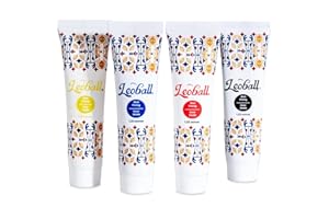 Leoball® Water-Soluble Block Printing Ink Starter Set: 4-Color Included (Black, Red, Blue, Yellow) - 1.25 Ounce Tube Each