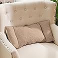 Queekay Fleece Lumbar Support Pillow 3 Section Back Pillow Office Chair for Back Support Comfortable Lumbar Cushion for Car Seat Pain Relief Sofa Rest(Light Camel)