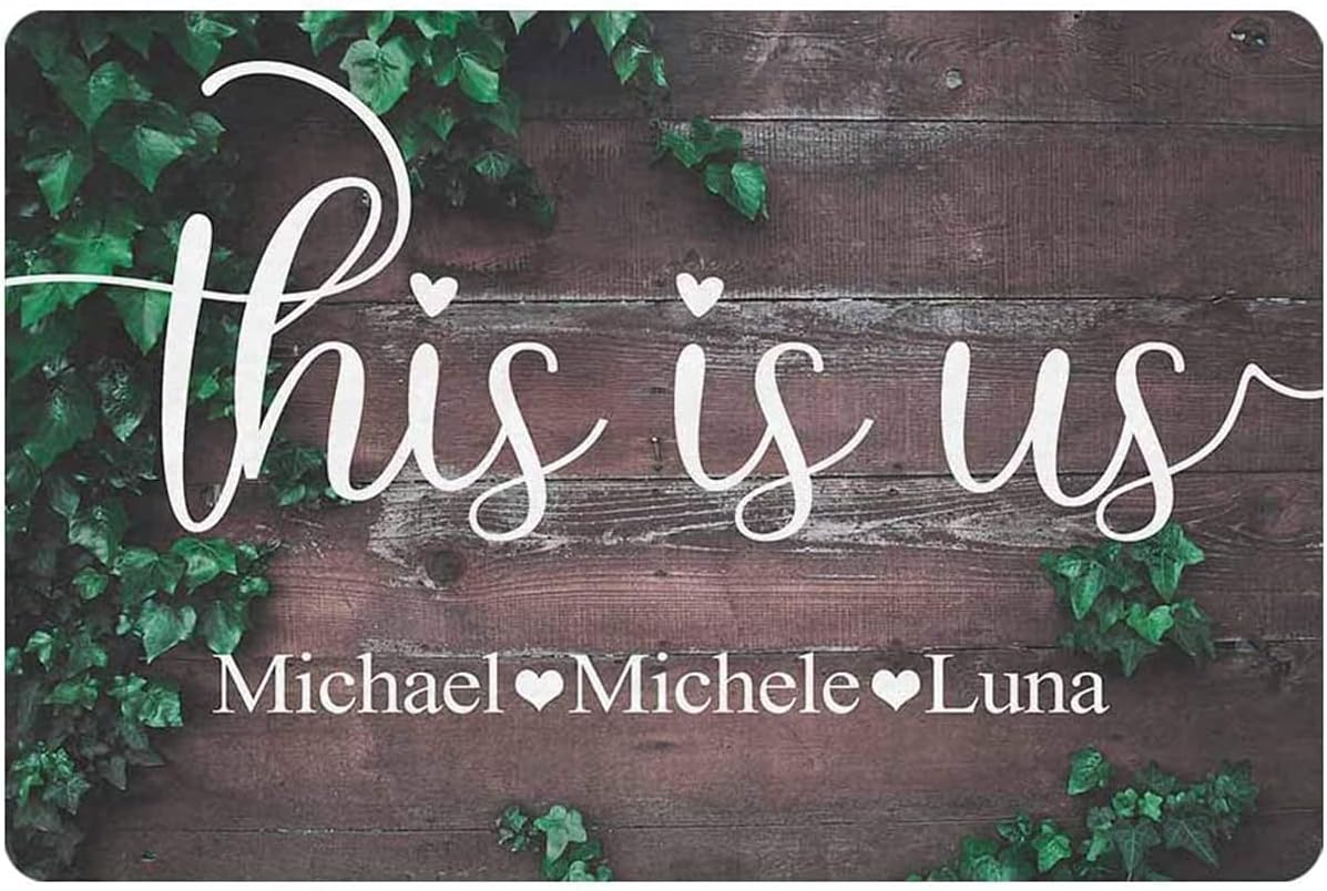 aianhe This is us Sign Personalized Family Wall Decor Sign Home Accessories Custom Bedroom Living Room Metal Wood Decorative