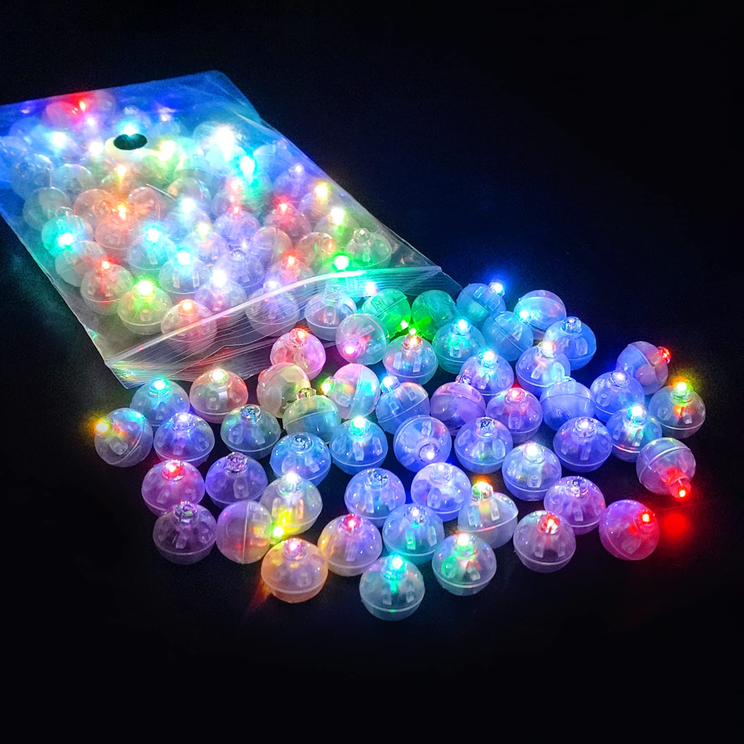 Hossom LED Balloon Lights, 100pcs, Multicoloured, Red, Blue, Yellow, Paper Lanterns, Mini LED Lanterns, Halloween, Christmas, Unisex, All Ages, Children, Party Planners
