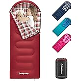 KingCamp 45°F Kids Sleeping Bag, Lightweight Waterproof & Compact Flannel Sleeping Bags Cold Weather & Warm Youth Essentials Gear Accessories for Camping, Fits 10-12 Children up to 4'7"-5'5" Tall
