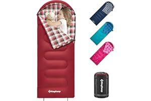 KingCamp 45°F Kids Sleeping Bag, Lightweight Waterproof & Compact Flannel Sleeping Bags Cold Weather & Warm Youth Essentials Gear Accessories for Camping, Fits 10-12 Children up to 4'7"-5'5" Tall