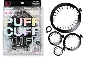PuffCuff Just Try It Curlfriend!, Original 5”, Junior 3”, Mini 2.5” Micro 1.5” and Teeny 1.25”, For Thick, Curly, Textured Hair, Painless, Damage-Free Styling for Big Hair, Black