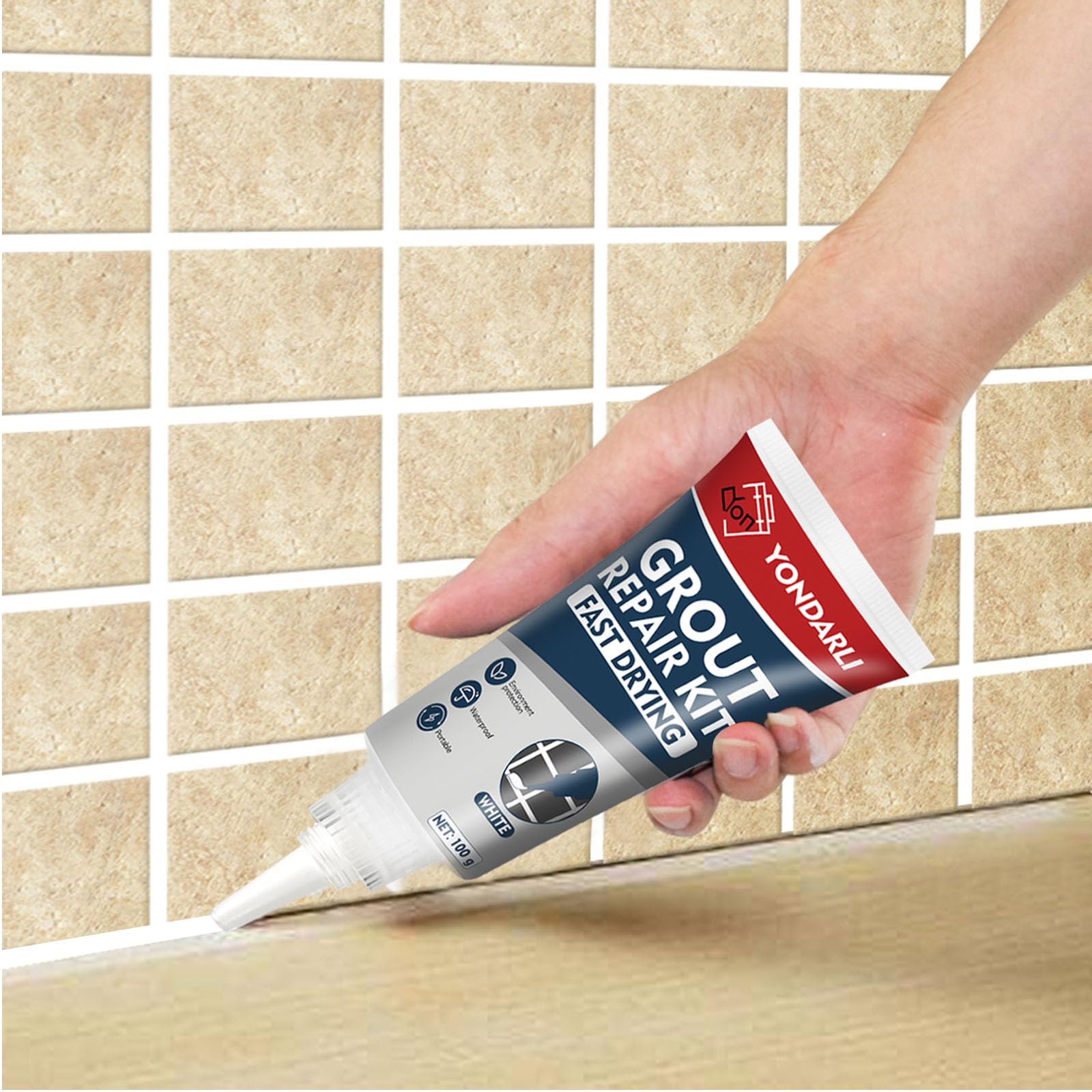 Photo 1 of 2 Pack White Grout Sealer - Filler Tube, Fast Drying Grout Pen Paint, Repair Kit for Bathroom, Shower, Kitchen, Floor Tile Joints