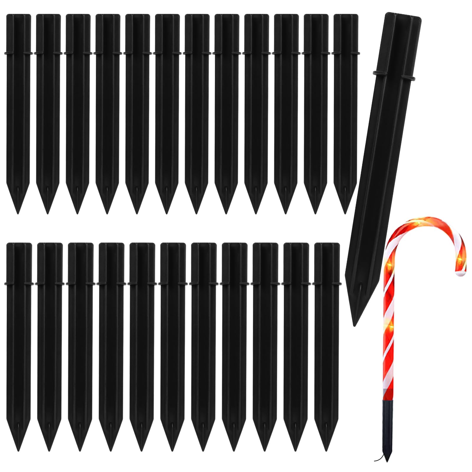 Photo 1 of 24 Pcs Replacement Stakes for Christmas Candy Cane Lights Outdoor, Pathway Markers Lights Spike Replacer for Pathway Lights Accessories (0.68'*6.05')