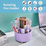 Marbrasse 360-Degree Rotating Desk Organiser with 5 Compartments Purple view 2