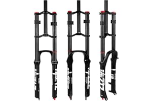 B Bolany Bike Suspension Fork 26/27.5/29" for Mountain Bike DH Air Double Shoulder Downhill Rappelling Shock Absorber Straight Tube Ultralight Bicycle Shock Absorber Rebound Adjust