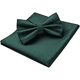 HISDERN Bow Ties for Men Solid Color Pre-Tie Bow Tie and Pocket Square Set Classic Formal Tuxedo Bowties for Wedding Party