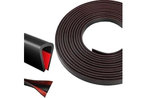 PETTYELF Silcone Edge Trim Self-Adhesive U Channel Silcone Edge Trim Edge Protector for Sheet Metal (Black, Fit 1/4" - L 20')