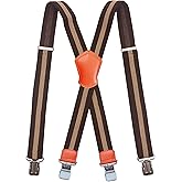Suspenders for Men X Back Adjustable Heavy Duty Clip With 1.6 Inchs Wide Elastic Braces Snaps
