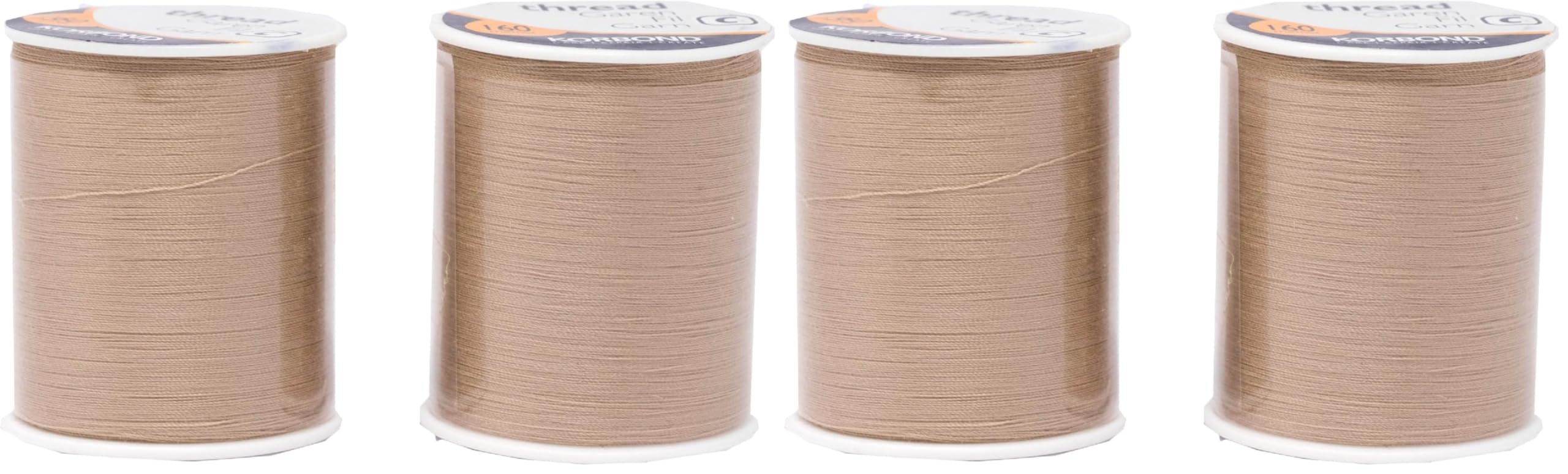 Korbond 320m Sewing Thread – 2 x 160m Spools - Natural Polyester – Hand and Machine Sewing (Pack of 2)