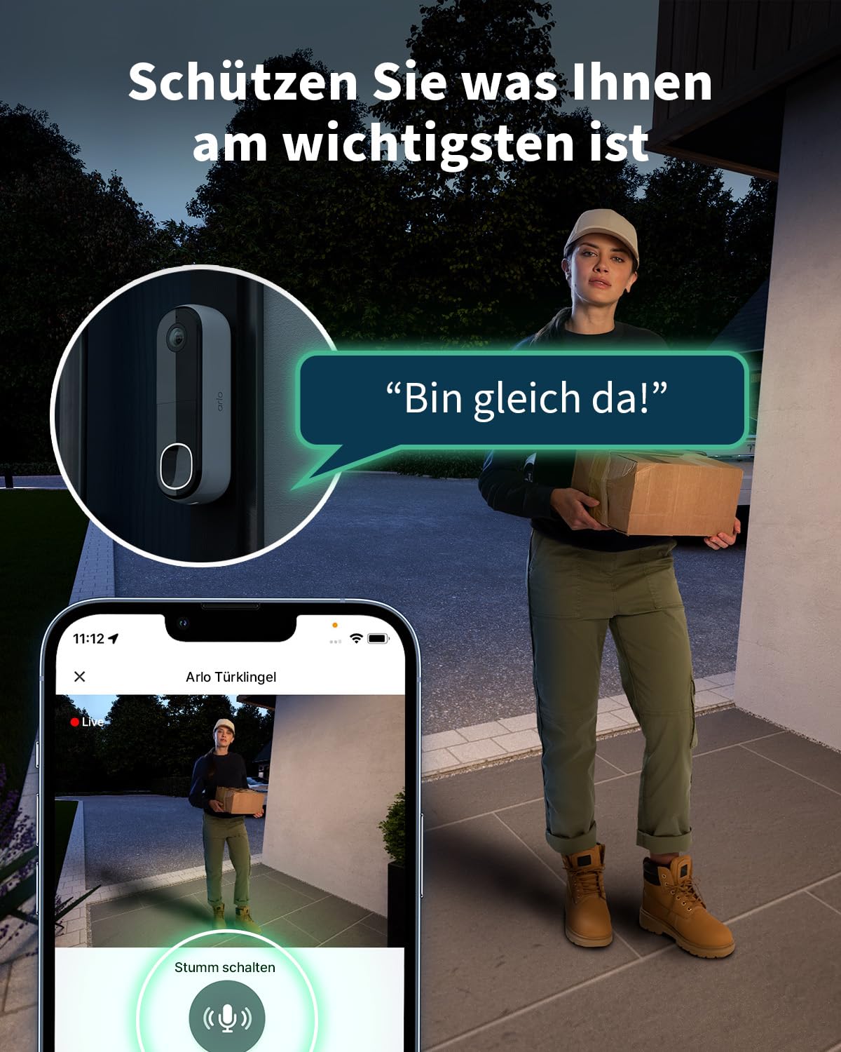 Arlo 2K HD Video Türklingel Mit Kamera Kabellos, WLAN Doorbell, Bewegungsmelder, 2-Wege-Audio, Ring Sirene, Haustür Nachtsicht, Smart Home, Alexa Kompatibel Plus Arlo Secure Plan Testzeitraum, Weiß 8