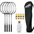Magicorange Badminton Rackets Set of 4 for Outdoor Backyard Games, Including 4 Racquets,4 Shuttlecocks, 4 Replacement Grip Tapes & 1 Carry Bag
