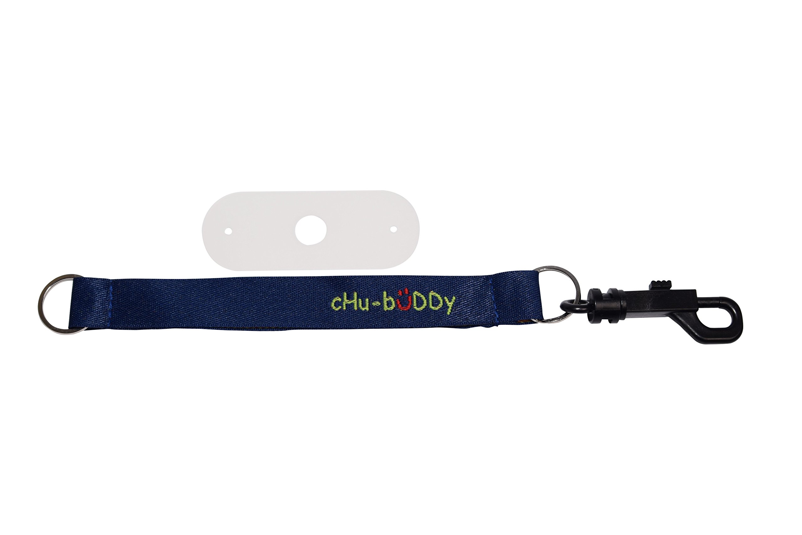 Chubuddy Chewy Holder - Navy/Green Embroidered Tether & Natural Strap