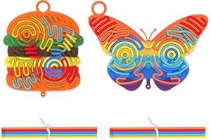 SIFONOL 2 Pack Silicone Sensory Activity Board, Double-Sided Fidget Toy for Fine Motor Skills, Calming, Stress Relief, ADHD, Autism, Kids 3+ & Adults(Hamburger,Butterfly)