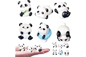 EVDERS 6Pcs Mini Panda Figurines Cute Miniature Panda Figurines Pandas Decorations Small Resin Pandas Figures for Micro-Landscape Fairy Garden Accessories Aquarium Decor