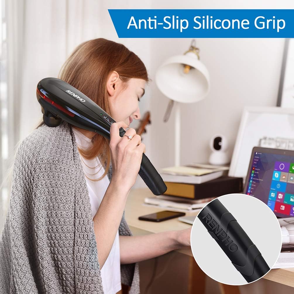RENPHO Cordless Handheld Back Massager, Rechargeable Electric Deep Tissue Percussion Muscle Massager for Neck Shoulder Leg Foot Joint Pain Relief, Portable Vibrating Massager for Full Body Home Office: Health & Personal Care