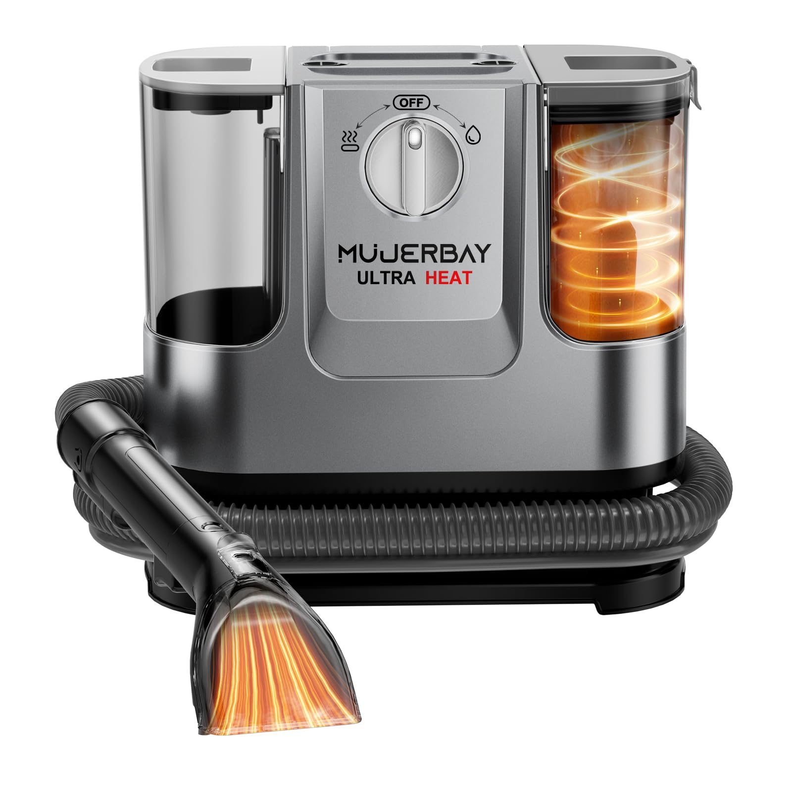 Photo 1 of NON-FUNCTIONAL, PARTS ONLY------------------MUJERBAY UltraHeat Carpet Cleaner, Heating & Powerful Upholstery Cleaner Machine,Portable Spot with 360°Wheels, 1.8-inch Deep Stain Warm Rug Cleaner for Car, Stairs, Couches. Black