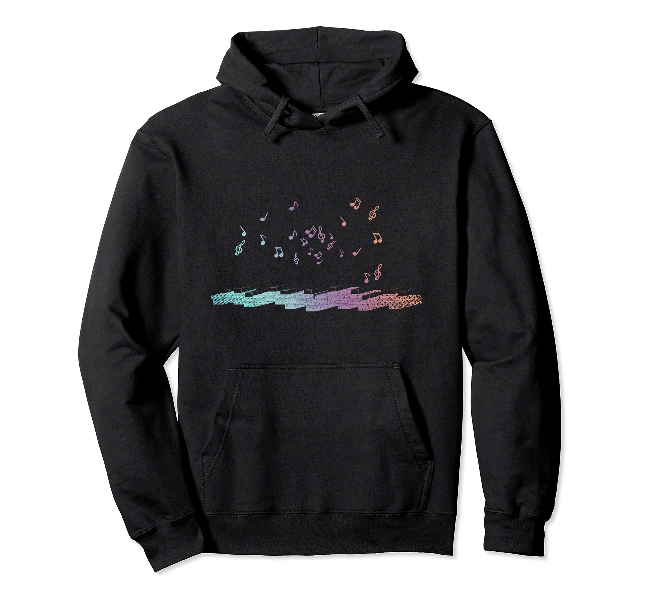 Music Notes Pianist Musician Piano Keyboard Colorful Piano Pullover Hoodie