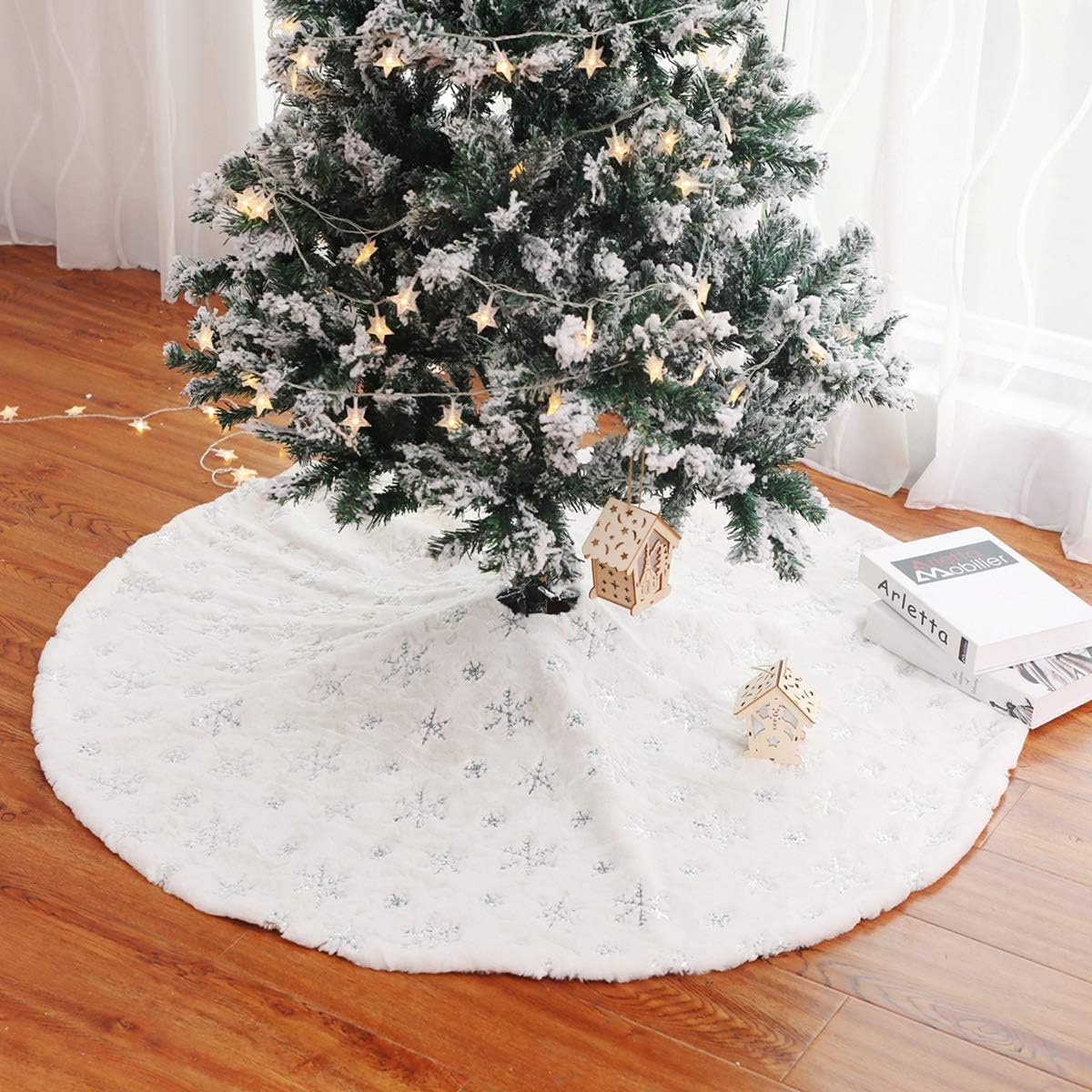 NYVI Weihnachtsbaumdecke 90 Cm Blau - Baumständer Abdeckung Weihnachtsdekoration