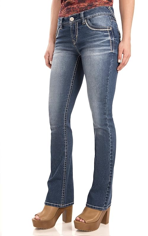 WallFlower Women's Legendary Bootcut Mid-Rise Insta Stretch Juniors Jeans (Standard and Plus), Keller, 5 Long