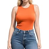 Womens Tank Top - High Neck Sleeveless Cami Tops Summer Casual Basic Slim Fit Crew Neck Shirts