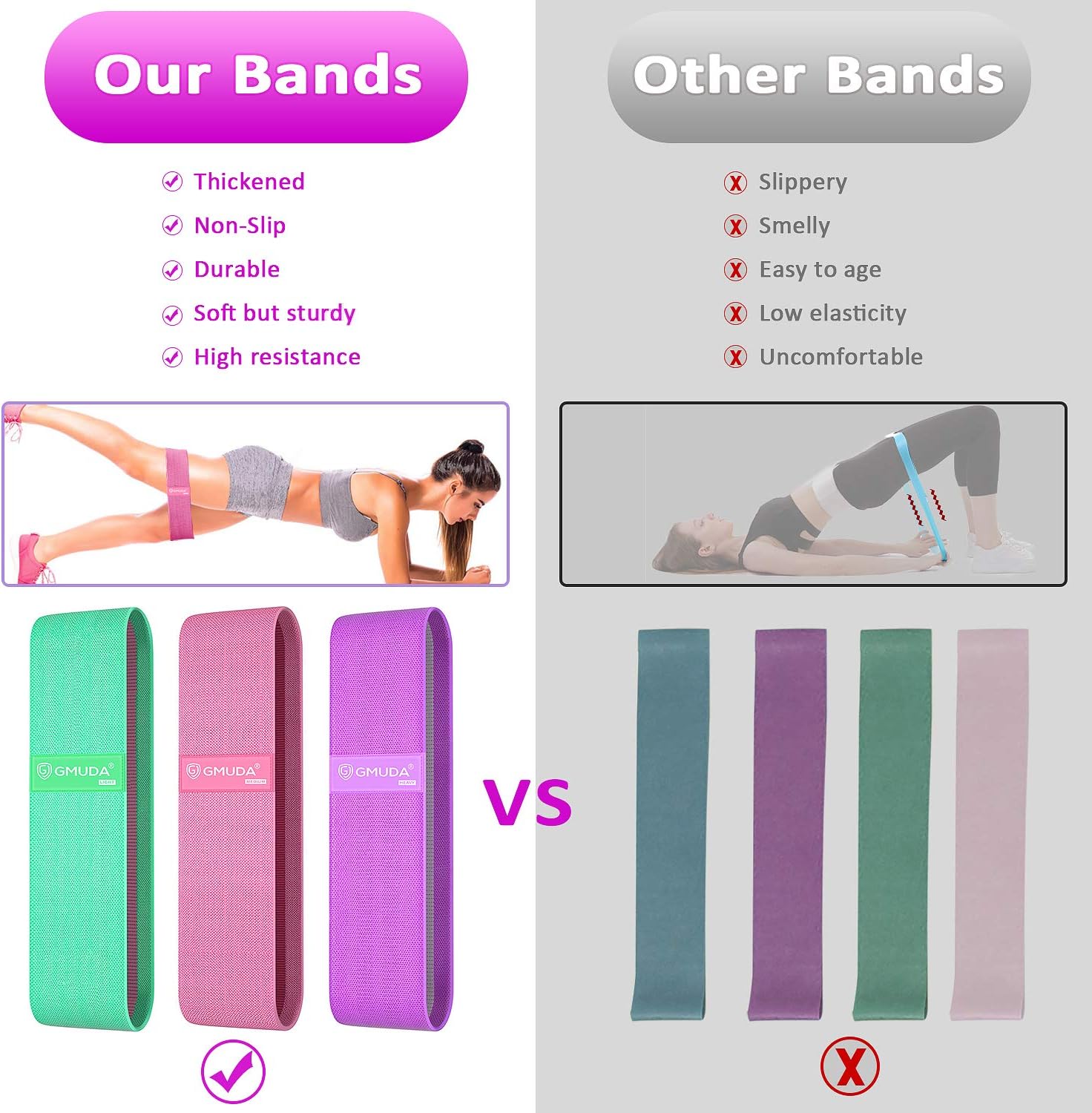 Resistance Band Booty at Home Workout for Wider Hips GMUDA Upgraded