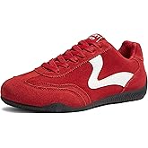 LUCKY STEP Women's Casual Walking Shoes Lifestyle Lightweight Suede Classic Non Slip Trendy Cute Comfortable Running Retro Lace-up Fashion Sneakers