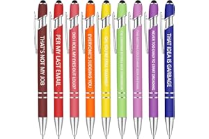 Eersida 10 Pcs Funny Pens Insulting Snarky Office Pens Sarcastic Negative Quotes Ballpoint Macaron Touch Stylus for Adult Office Supplies Accessories Gifts for Coworker, Black Ink