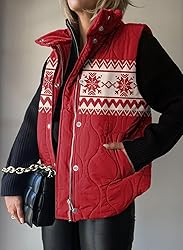 EVALESS Womens Fashion Cropped Christmas Puffer