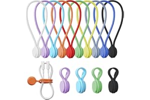 Reusable Silicone Magnetic Cable Ties - 2 Sizes Combo (4pcs 2.95'' + 4pcs 7.68'') - Multi-Purpose for Cable Bundling, Organiz