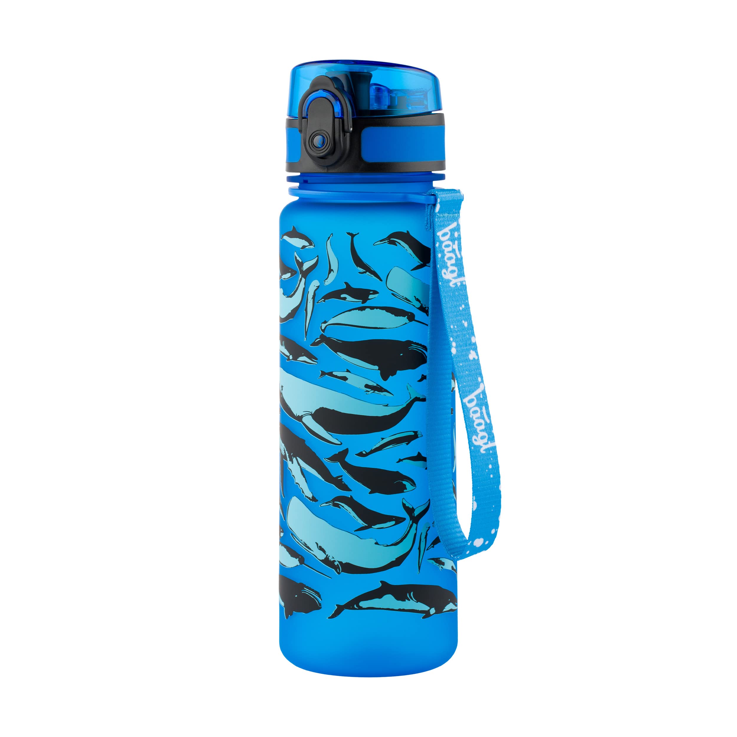 Baagl Tritan Water Bottle, Leakproof One Click Flip Lid 500ml Drink Bottle, Reusable with Scale, Daily Drinking Bottle with Strap for Kids, Children, School, Sport