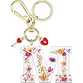 Xiahuyu Initial Letter Keychain for Women Girls Heart Pendant Key Ring Cute Letter Keychain Charms for Key Backpack Bag Purse