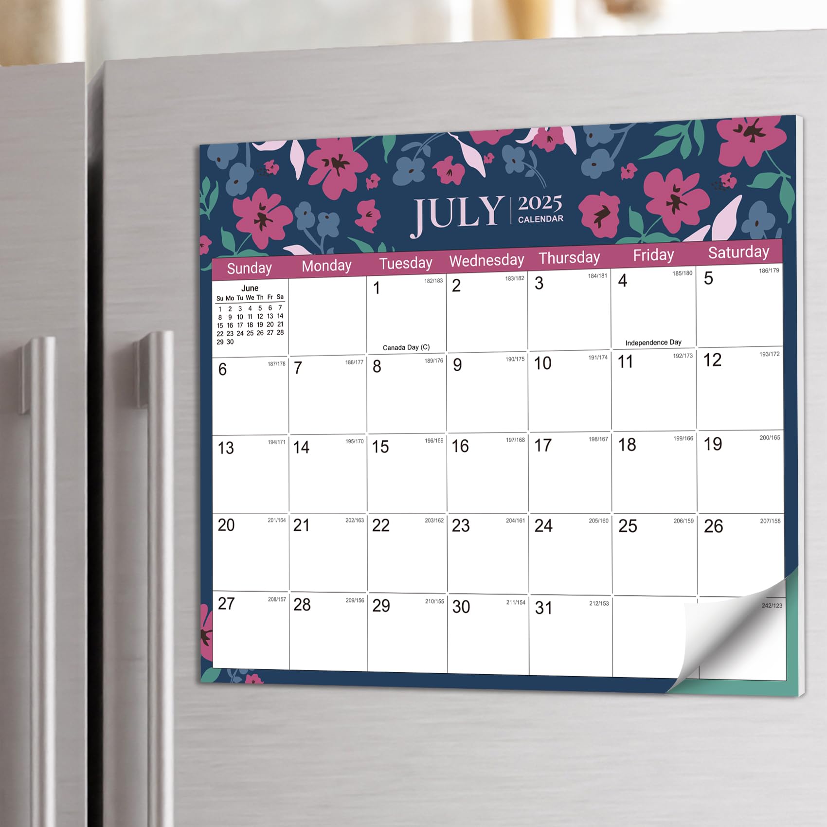 Photo 1 of Aesthetic 2025-2026 Magnetic Calendar for Refrigerator, Fridge Calendar Magnet Runs Until December 2026, 18 Monthly Refrigerator Calendars with Flower Design for Easy Organizing