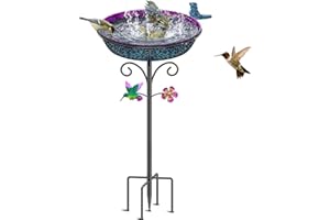 VeyFolzin.st Metal Bird Bath for Outside, Freestanding Garden Bird Baths Bowl, Vintage Birdbath for Outdoors Yard Garden Lawn