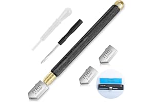 Glass Cutter 2mm-20mm, Upgrade Glass Cutter Tool, Pencil Style Oil Feed Carbide Tip for Glass Cutting/Tiles/Mirror/Mosaic.