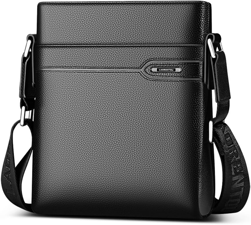 LAORENTOU Men's Genuine Leather Shoulder Bag, Business Crossbody Bag for Men