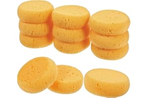 CREZTAIL 12 Pcs Pottery Sponges, 2.75 inch Yellow Round Sponges for Clay Art, Painting & Crafts, Tack Cleaning Sponges for Household & Leather Care