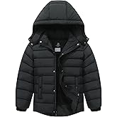 TUNICCE Boy's Quilted Winter Coat Waterproof Warm Jacket with Detachable Hood Windproof Outdoor Parka